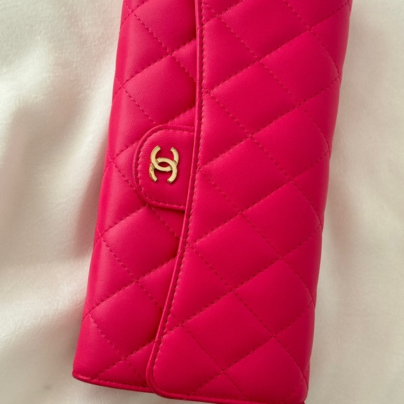 CHANEL Lambskin Quited CC Classic Flap Long Wallet Pink - Picture 15 of 15